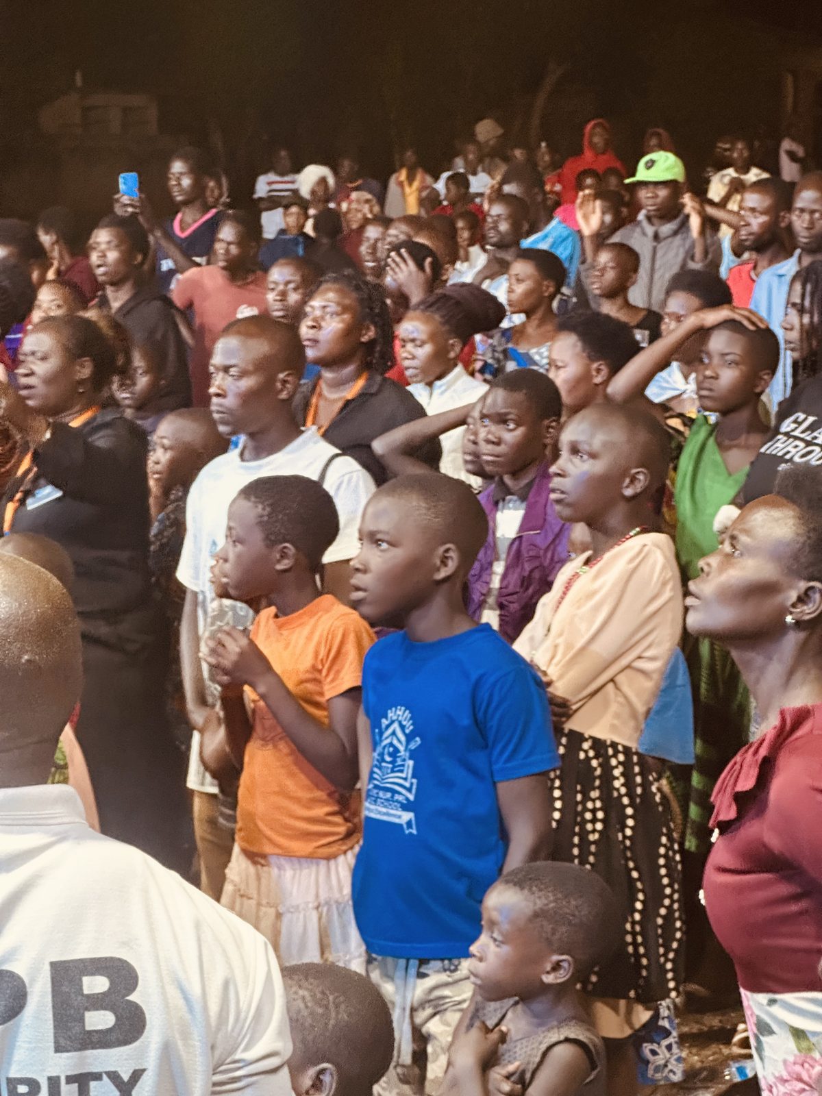 The team praying over the Kiboga community, night after night.
